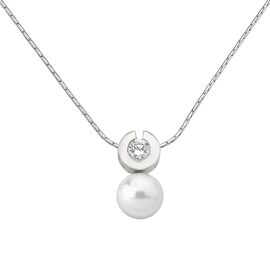 Серебряное колье с подвеской из органического жемчуга и фианитами Majorica Exquisite