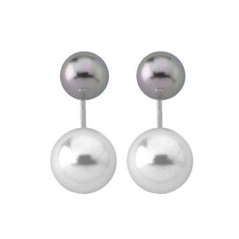 Серебряные серьги двойные с органическим жемчугом серые Majorica Timeless