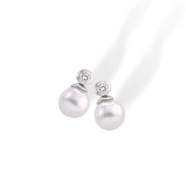 Серебряные серьги с органиеским жемчугом и фианитами Majorica Tu Y Yo