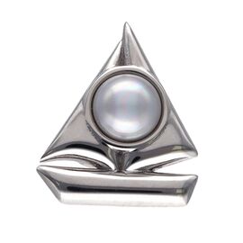 Серебряная брошь с жемчугом Majorica Le Club