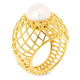 Золотое кольцо женское с жемчугом Majorica Etna, Размер (мм): 16,8