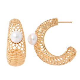 Золотые серьги женские с жемчугом Majorica Etna
