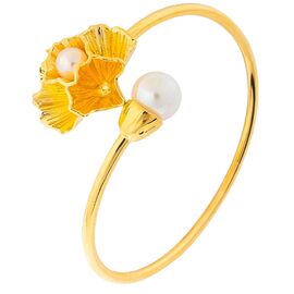 Золотой браслет с жемчугом Majorica Flowers