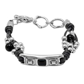 Кожаный браслет с серебром и муранским стеклом Ciclon Mini Stile