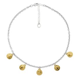 Серебряное колье женское с золотыми подвесками Ciclon France