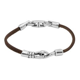 Кожаный браслет с серебряными вставками Ciclon Furtivo, Размер (мм): 190-195