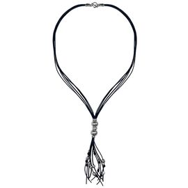 Кожаное колье женское с серебром Ciclon Spheric