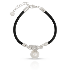 Серебряный браслет с жемчугом и натуральной кожей Majorica Isla