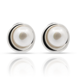 Серебряные серьги женские с белым жемчугом Majorica Margot