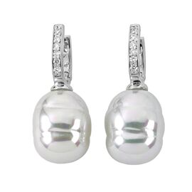 Серебряные серьги с барочным жемчугом и фианитами Majorica Baroque