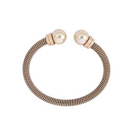Жесткий браслет с жемчугом и золотом Majorica Modern Metals