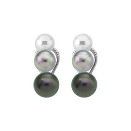 Серебряные серьги с жемчугом белый серый нуаж  Majorica Estela