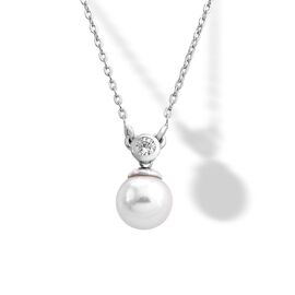 Серебряное колье с органическим жемчугом и фианитами Majorica Tu Y Yo