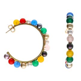 Золотые серьги кольца с органическим жемчугом Majorica Tutti Frutti