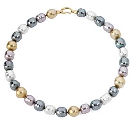 Золотое ожерелье женское с жемчугом Majorica Baroque