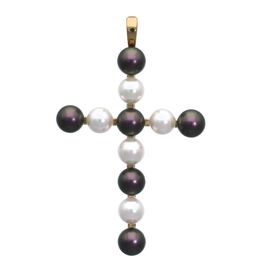 Золотой крест с органическим жемчугом Majorica Cruces