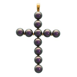 Золотой крест с органическим жемчугом Majorica Cruces