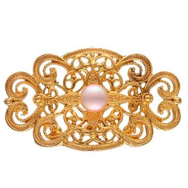 Золотая брошь с жемчугом Majorica Marie Antoinette