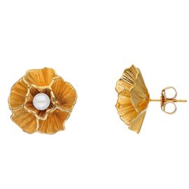 Золотые серьги женские с жемчугом Majorica Clavelina