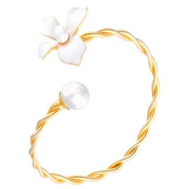 Золотой браслет с жемчугом Majorica Flowers