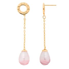 Золотые серьги висячие с жемчугом Majorica Luar