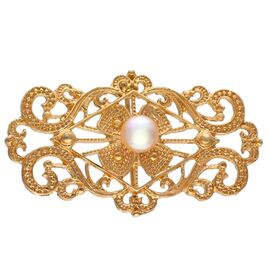 Золотая брошь с жемчугом Majorica Marie Antoinette