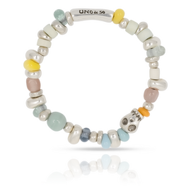 Серебряный браслет с черепом и цветными бусинами Ценность UNOde50 Jewel