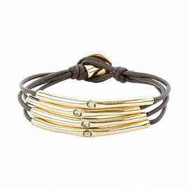 Браслет женский кожаный многослойный с кристаллами Сваровкски UNOde50 Pull of me, Размер (мм): 165