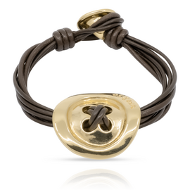Браслет женский на руку из кожи с золотой пуговицей UnoDe50 Sew you