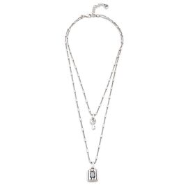 Серебряное колье женское двойное с кристаллом Сваровски UNOde50 Lock