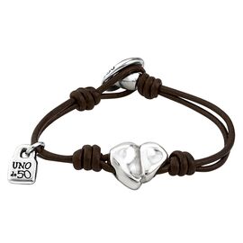 Кожаный браслет на руку с серебряным сердцем Купидон UNOde50 Cupid