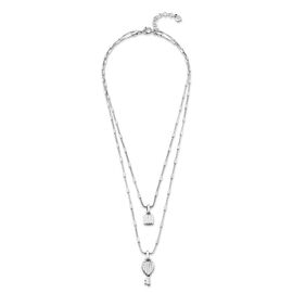 Многослойное ожерелье женское c серебром Ключ и замок UNOde50 Unlock