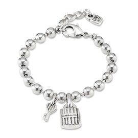 Серебряный браслет из сферических бусин с кулонами UNOde50 Silver key