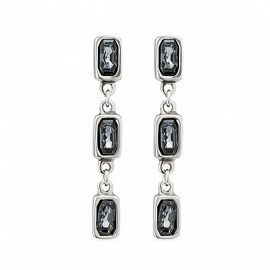 Серебряные серьги женские висячие с кристаллами Сваровски темно-серого цвета UNOde50 Asceplius