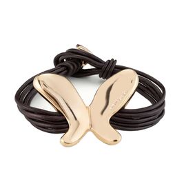 Кожаный браслет женский с золотом Бабочка UNOde50 Butterfly Effect