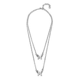 Серебряное колье женское из двух цепочек разной длины с бабочками UNOde50 Doublefly