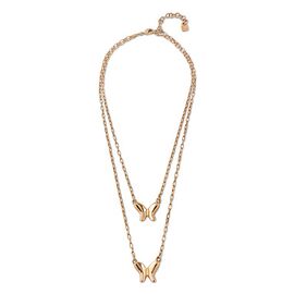 Золотое колье женское из двух цепочек разной длины с бабочками UNOde50 Doublefly