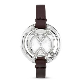 Наручные часы женские серебряные на кожаном ремешке с топазами UNOde50 Daring Topaz