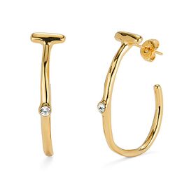 Золотые серьги женские круглые с топазом UNOde50 Ser Indomable