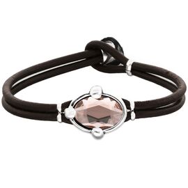 Кожаный браслет с серебром и кристаллом UNOde50 Ser Deslumbrante