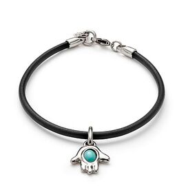 Кожаный браслет женский с серебряной подвеской и бирюзой UNOde50 Ser Unico