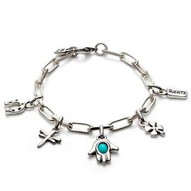 Серебряный браслет женский на руку c подвесками удачи UnoDe50 Ser Unico, Размер (мм): 155