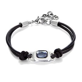 Серебряный браслет кожаный с кристаллом Сваровски UNOde50 Ser Magnetica