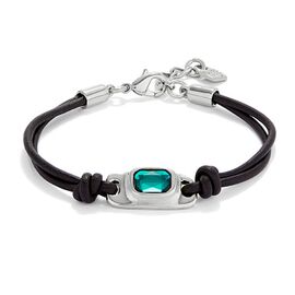 Серебряный браслет кожаный с кристаллом Сваровски UNOde50 Ser Magnetica