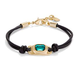 Золотой браслет кожаный с кристаллом Сваровски UNOde50 Ser Magnetica