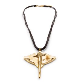 Кожаное ожерелье с золотом со скатом UNOde50 Ser Majestuosa