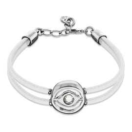 Кожаный браслет женский с серебром и цирконием UNOde50 Ser Intuitiva