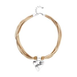 Кожаное колье с серебряным сердцем UNOde50 Beat