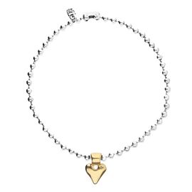 Серебряное колье с золотым сердцем UNOde50 Beat