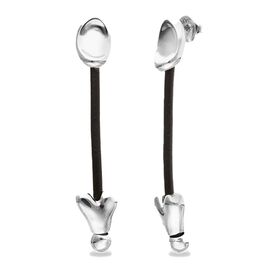 Серебряные серьги женские с натуральной кожей UNOde50 Beat